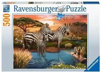 Zebras at the Waterhole 500 Piece Puzzle
