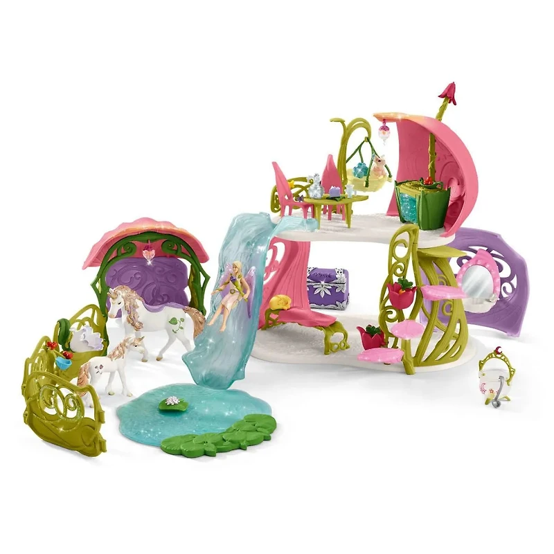 Glittering Flower House with Unicorns, Lake and Stable