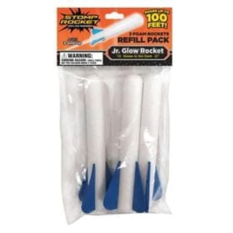Stomp Rocket Junior Refill Pack - Includes 3 Glow in the Dark Rockets