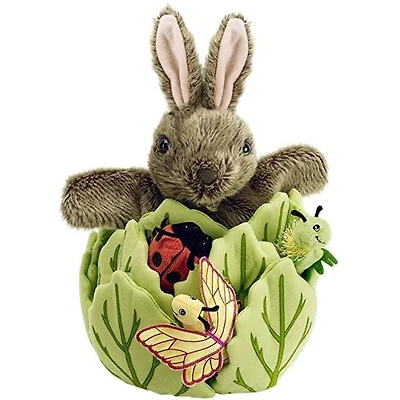 Hide-Away Puppets - Rabbit In A Lettuce With 3 Mini Beasts