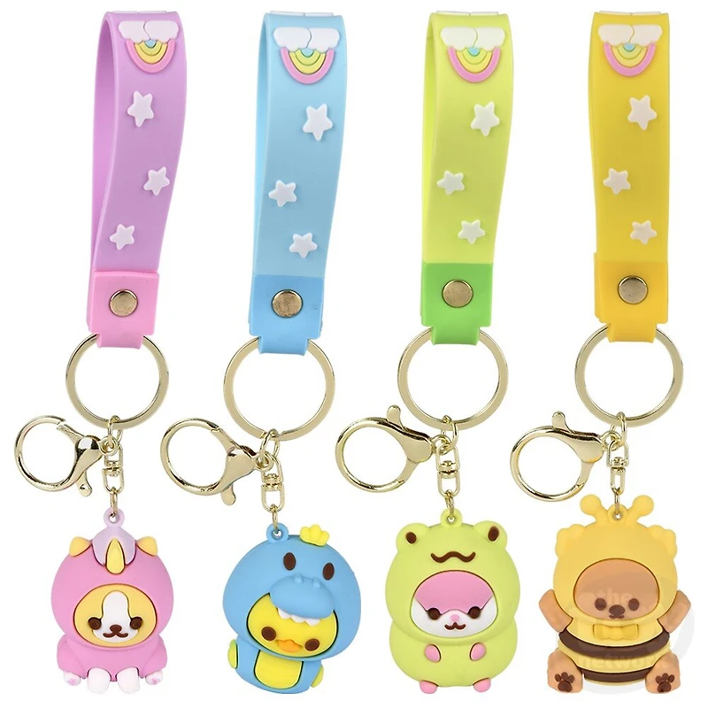 2" Kawaii Animal Wristlet Clip On