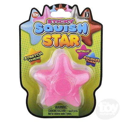 3" Squish Sticky Glitter Star