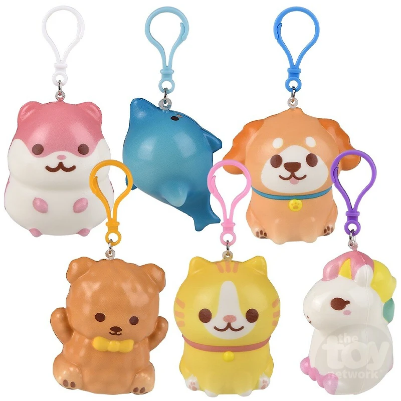 3.25" Kawaii Animals Squish Backpack Clip