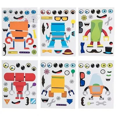 Robot Character Sticker Set - 12 Pieces