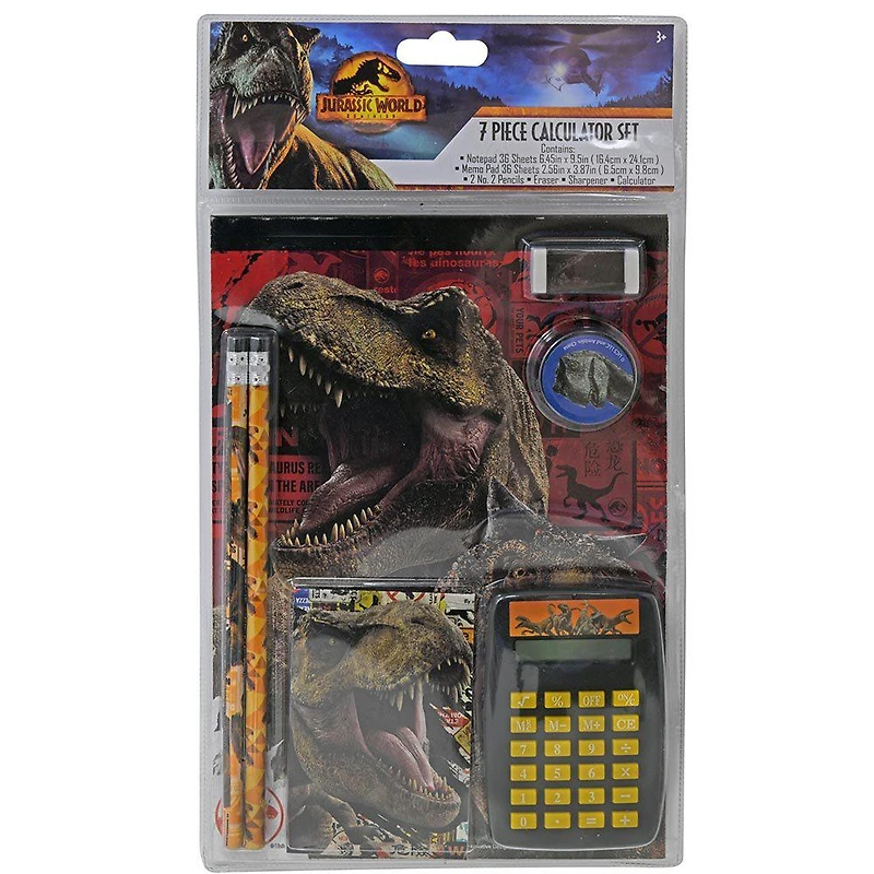 Jurassic World 7 Piece Calculator Set in Bag