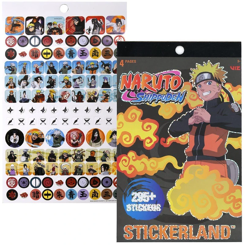 Naruto Shippuden 4 Sheet Foil Cover Sticker Pad, 200+ Stickers