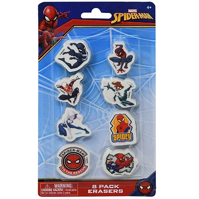 Spiderman 8 Pack Eraser on blister card
