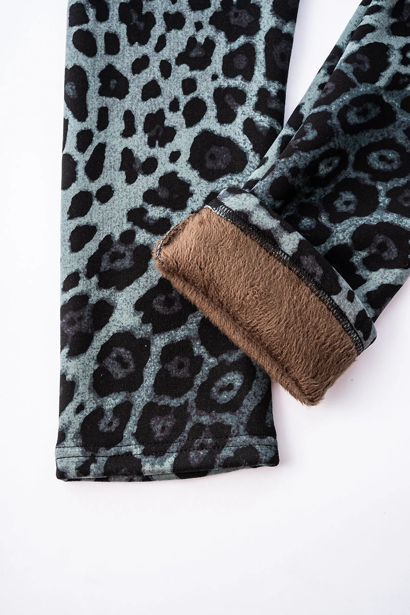 Green Leopard - Cozy Lined Leggings