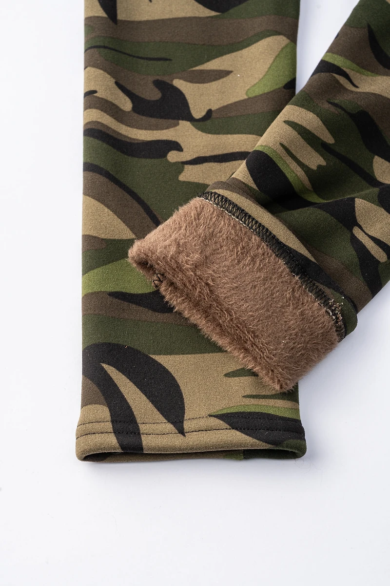 Green Camouflage - Cozy Lined Leggings