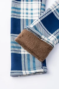 Blue & Pink Plaid - Cozy Lined Leggings