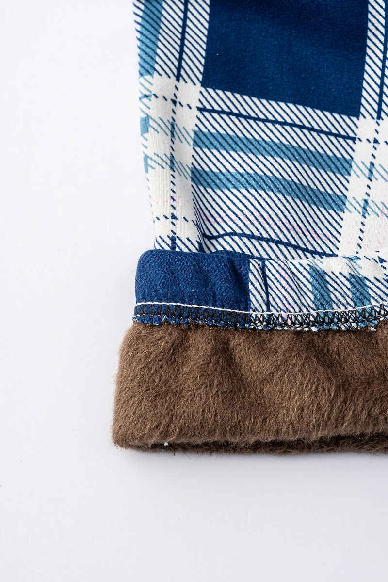 Blue & Pink Plaid - Cozy Lined Leggings