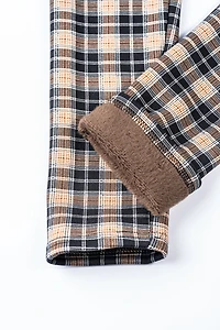 Black & Brown Plaid - Cozy Lined Leggings