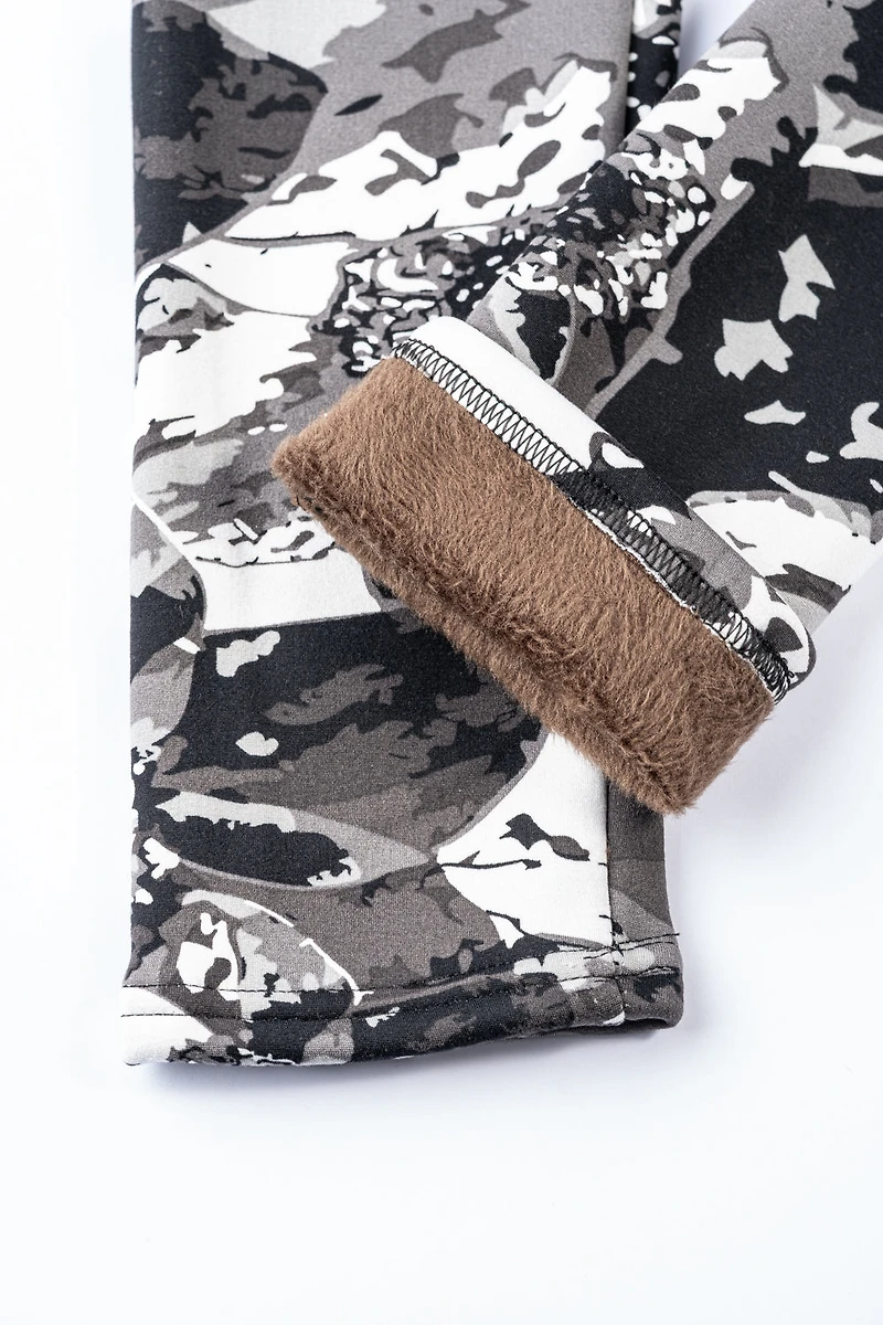 Gris et blanc - Leggings doublés confortables