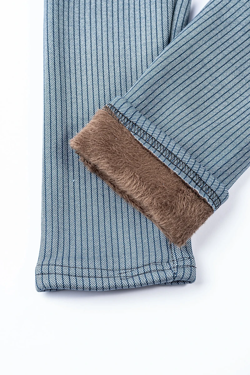 Rayures bleues - Leggings doublés confortables