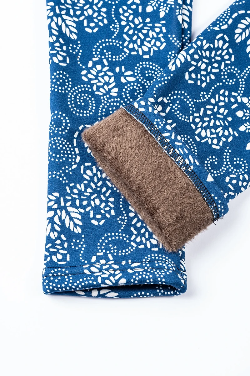 Blue & White Design - Cozy Lined Leggings