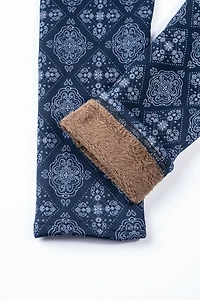 Navy Damask - Cozy Lined Leggings