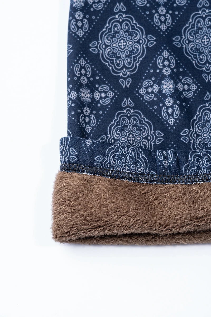 Navy Damask - Cozy Lined Leggings