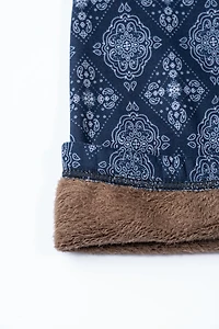 Navy Damask - Cozy Lined Leggings