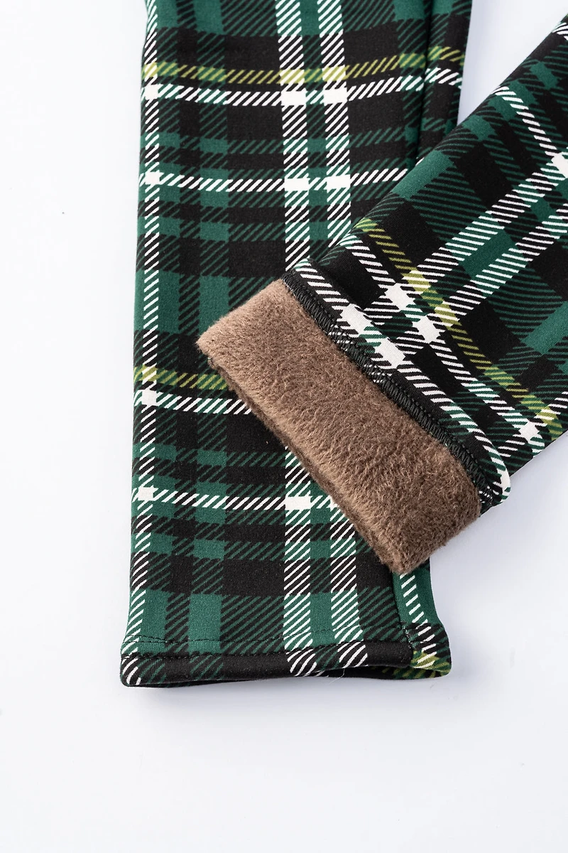 Green Tartan - Cozy Lined Leggings