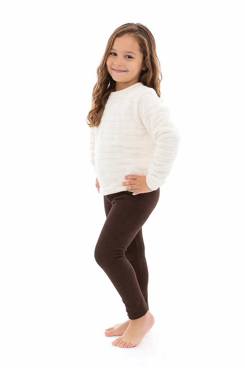 Marron Kid's - Leggings doublés douillets