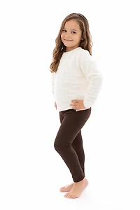Marron Kid's - Leggings doublés douillets