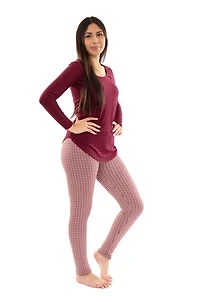 Carmine Houndstooth - Cozy Lined Leggings