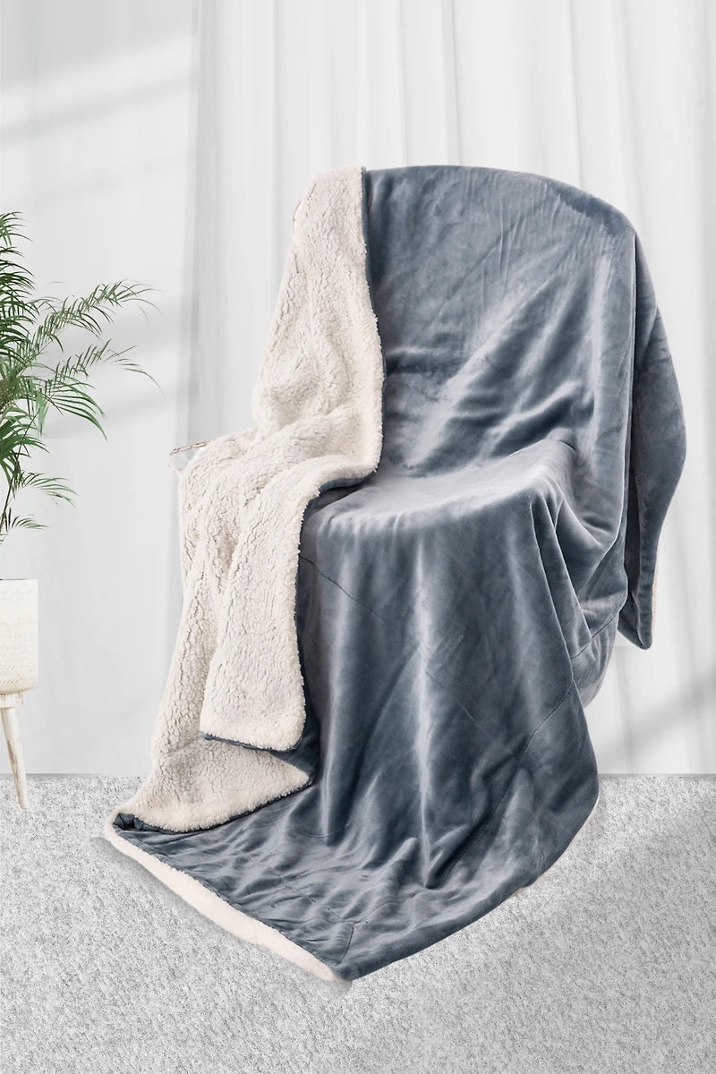 Bluish Grey - Sherpa Blanket