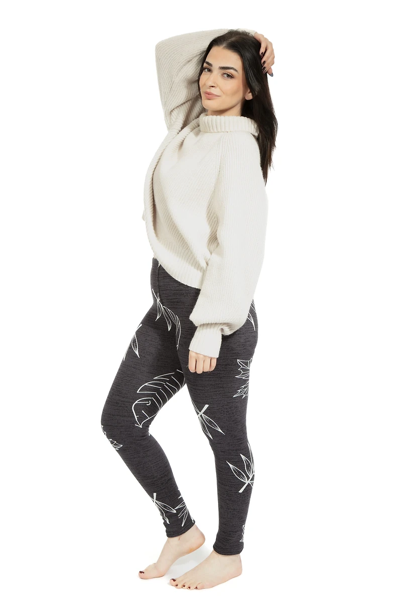 Leaves Gray - Cozy Lined Leggings