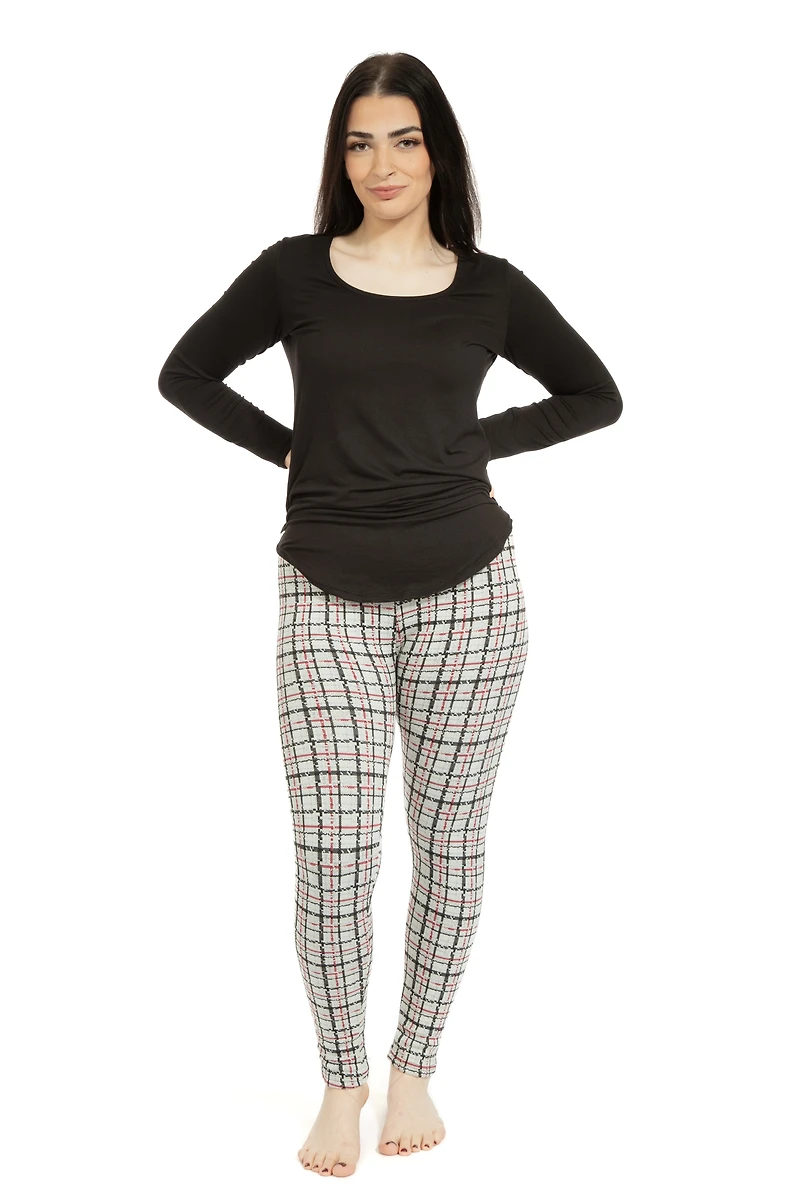Tartan gris clair - Leggings doublés confortables
