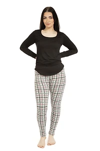 Tartan gris clair - Leggings doublés confortables