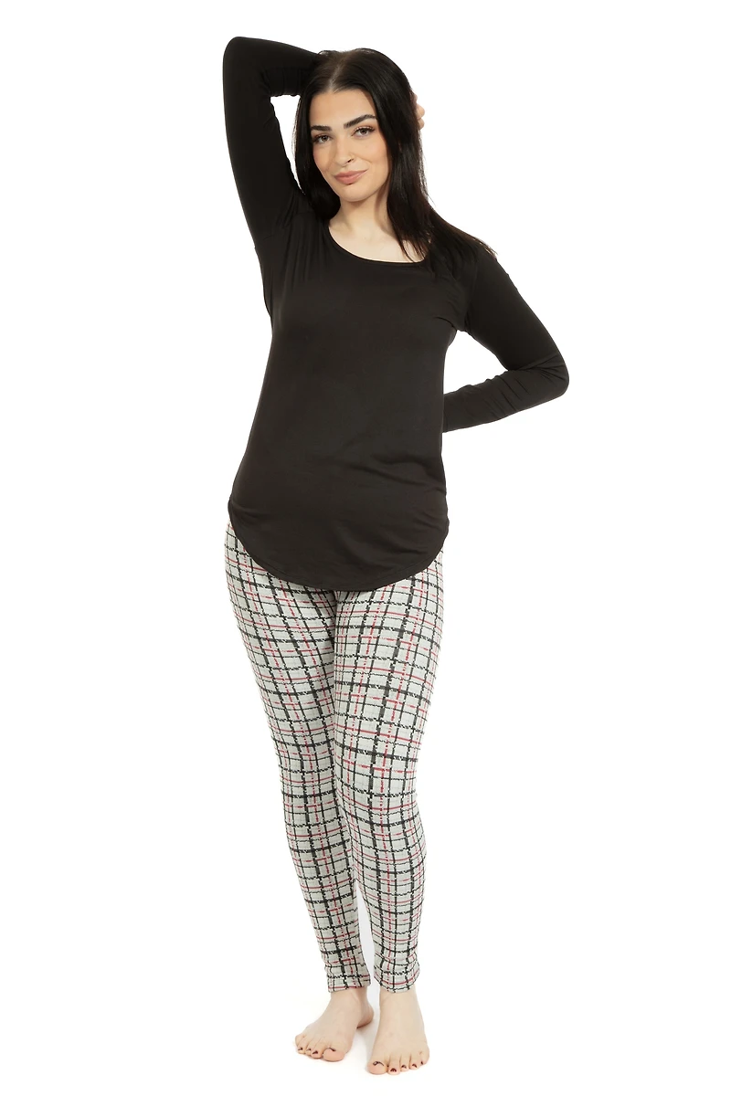 Light Gray Tartan - Cozy Lined Leggings