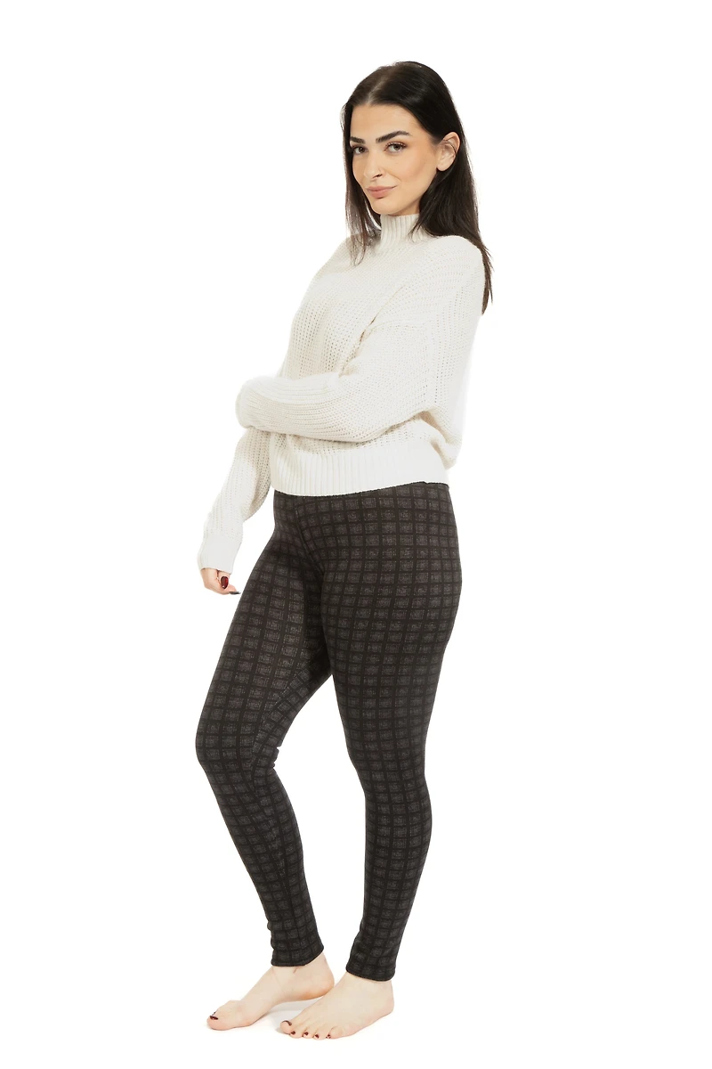 Black Gingham - Cozy Lined Leggings