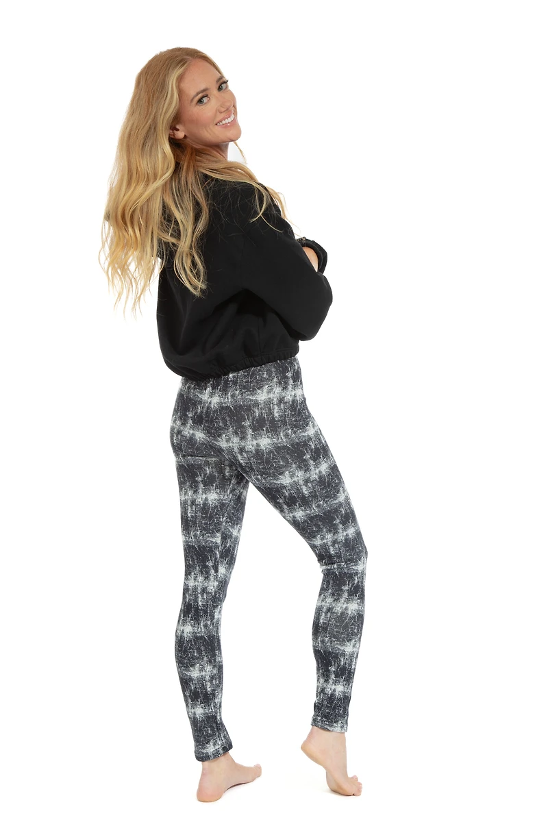 B&W Marbled - Cozy Lined Leggings