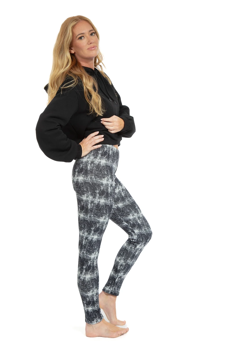 B&W Marbled - Cozy Lined Leggings