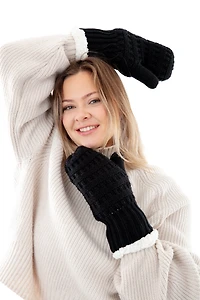 Black - Cozy Lined Mittens