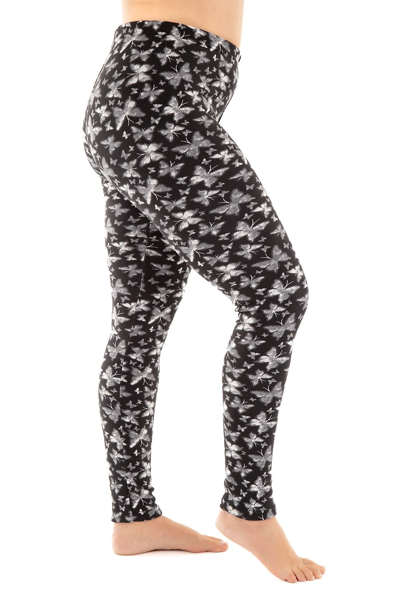 White Butterflies - Cozy Lined Leggings