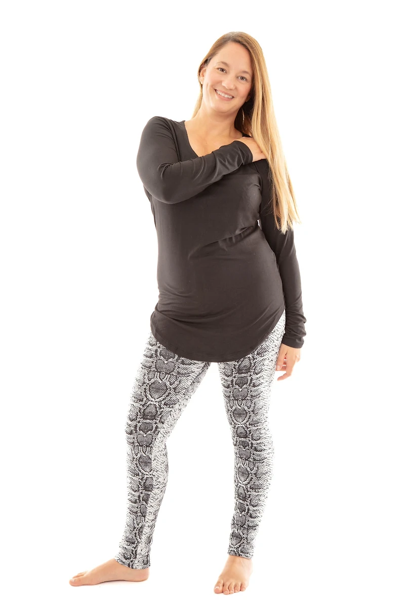 Light Gray Snake - Cozy Lined Leggings