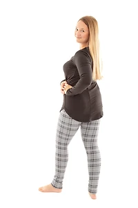 Stone Plaid - Cozy Lined Leggings