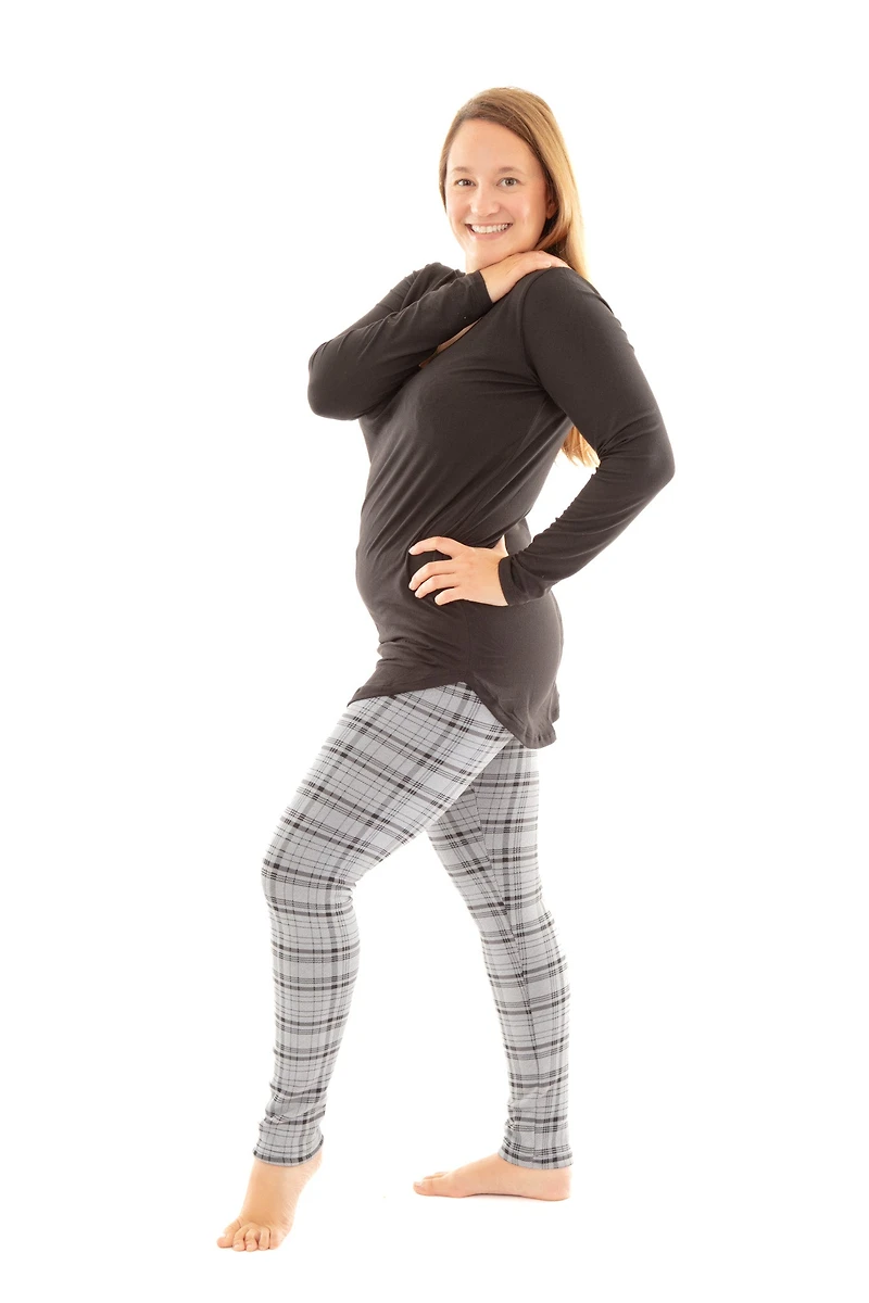 Stone Plaid - Cozy Lined Leggings