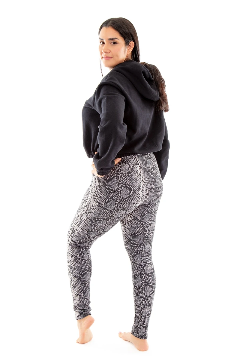 Dark Grey Snake - Cozy Lined Leggings