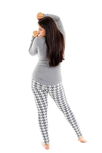 Gray Houndstooth - Cozy Lined Leggings
