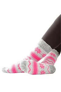 Gris et rose marbré - chaussettes thermiques