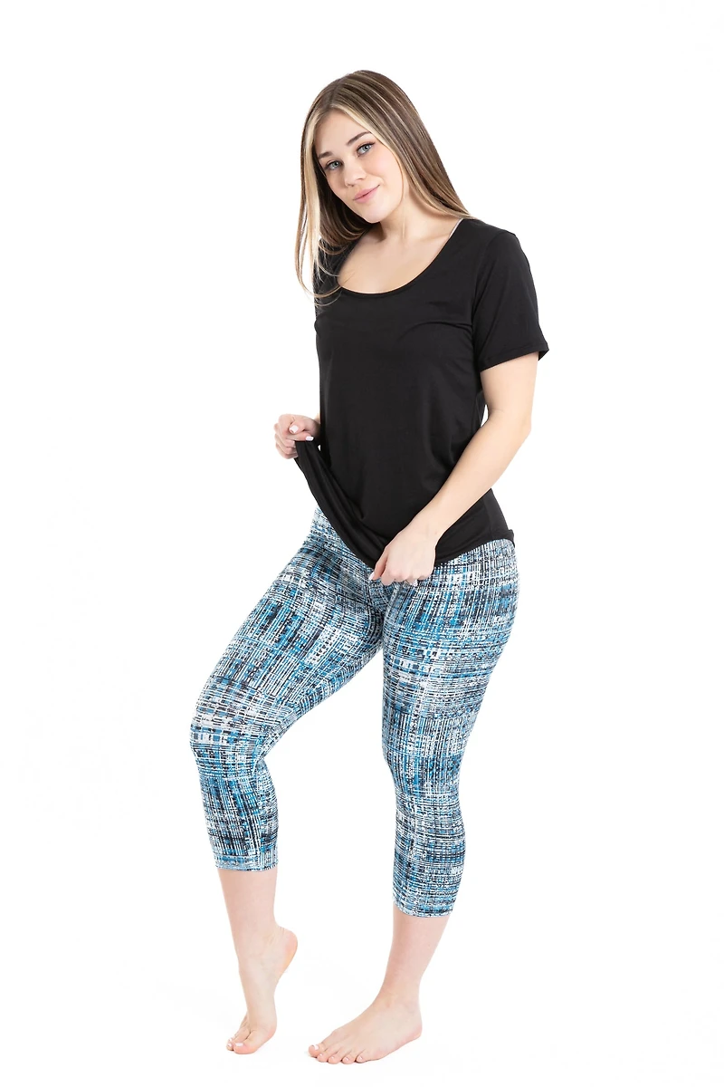 Blue Vintage Lines - Capris