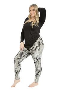 Marbre gris - Leggings doublés confortables