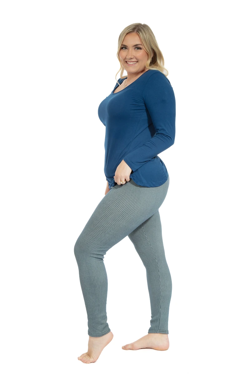 Rayures bleues - Leggings doublés confortables