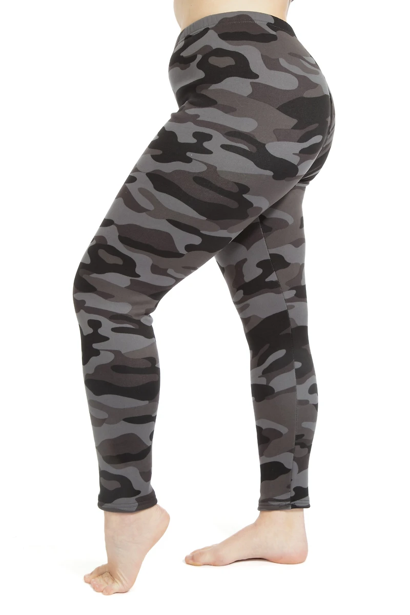 Grey Camouflage - Cozy Lined Leggings