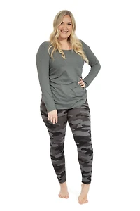 Grey Camouflage - Cozy Lined Leggings