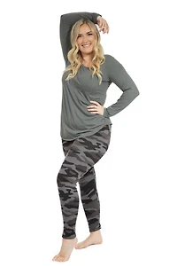 Grey Camouflage - Cozy Lined Leggings