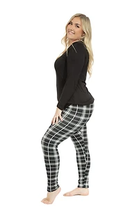 B&W Plaid - Cozy Lined Leggings