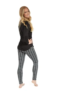 B&W Plaid Checks - Cozy Lined Leggings